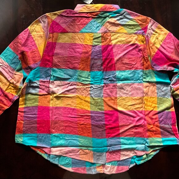 TORRID 3X NWT Gilly Plaid Lizzie Brushed Rayon Button Down Long Sleeve Shirt - Picture 2 of 5